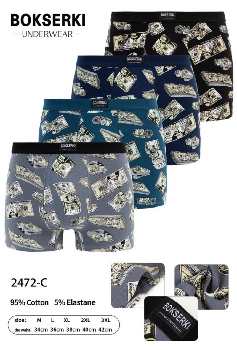 Bokserki męskie Roz M-2XL, Mix kolor Paczka 24 szt